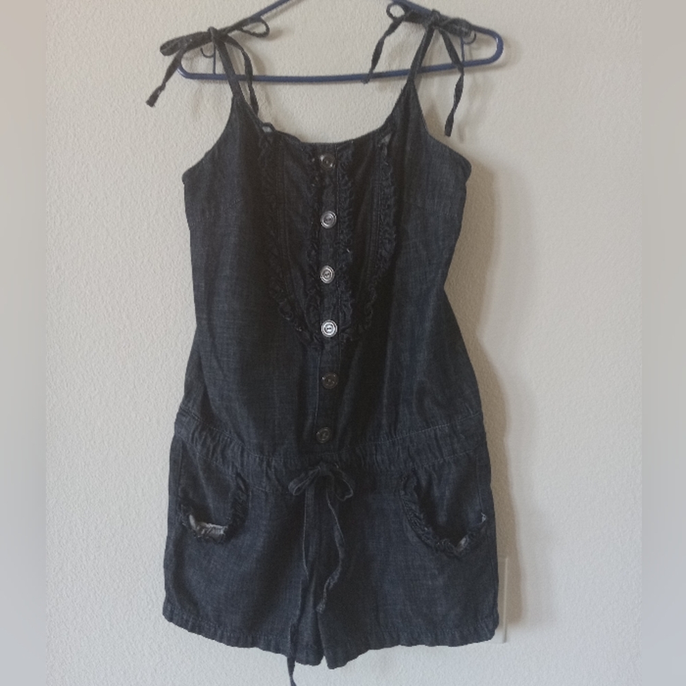 Decree - Cute Denim Overall Shorts - Adjustable Strips